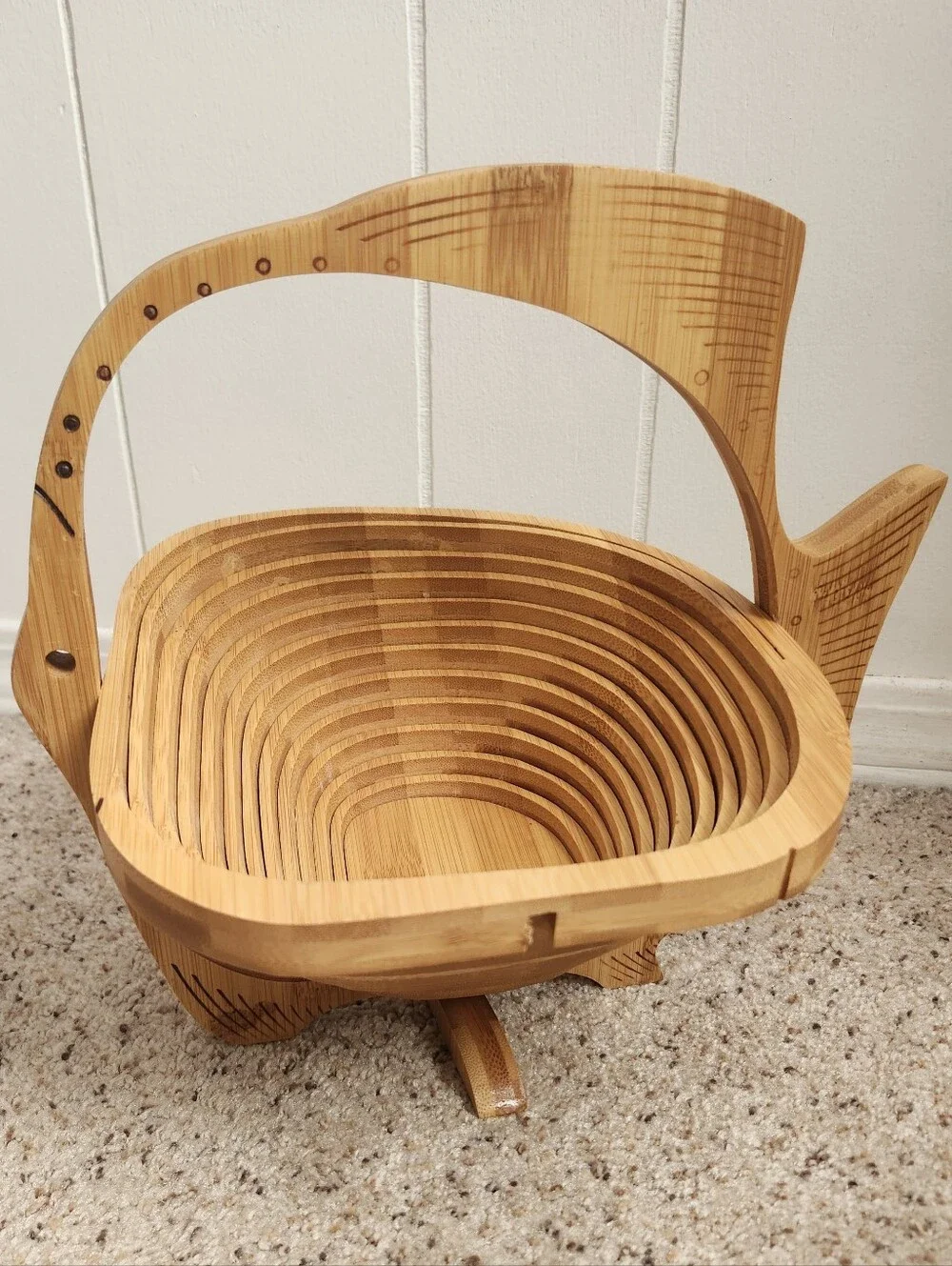 Vintage Fish-Shaped Wooden Basket